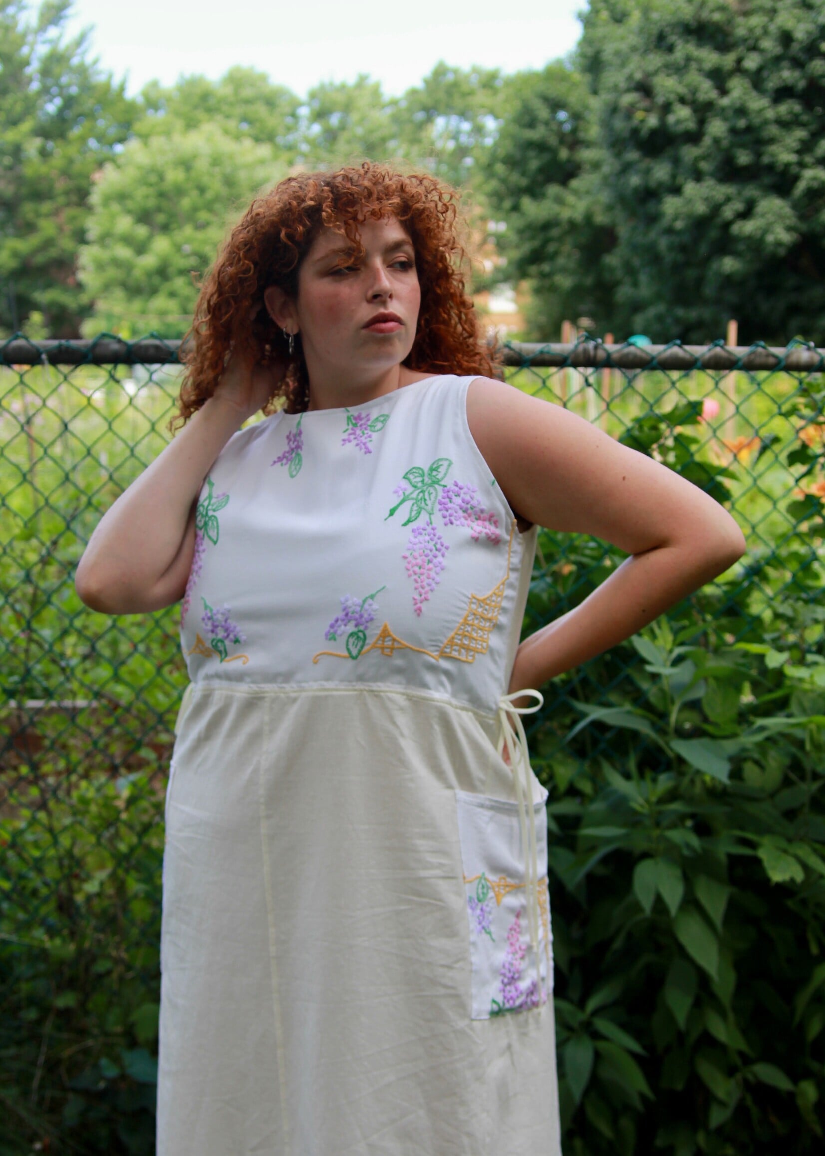 Studio Citizen Studio Citizen Upcycled Linen Dress - Purple Flowers  - XL