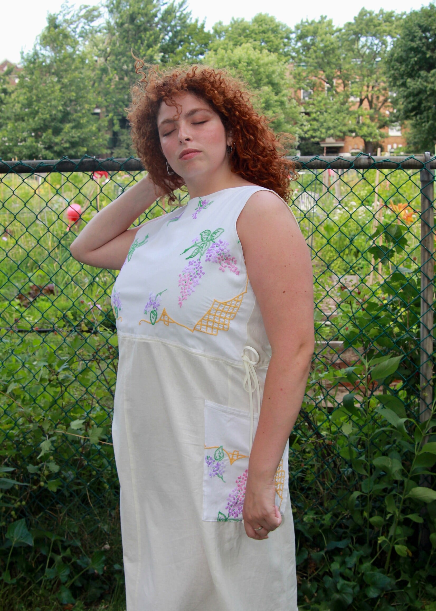Studio Citizen Studio Citizen Upcycled Linen Dress - Purple Flowers  - XL