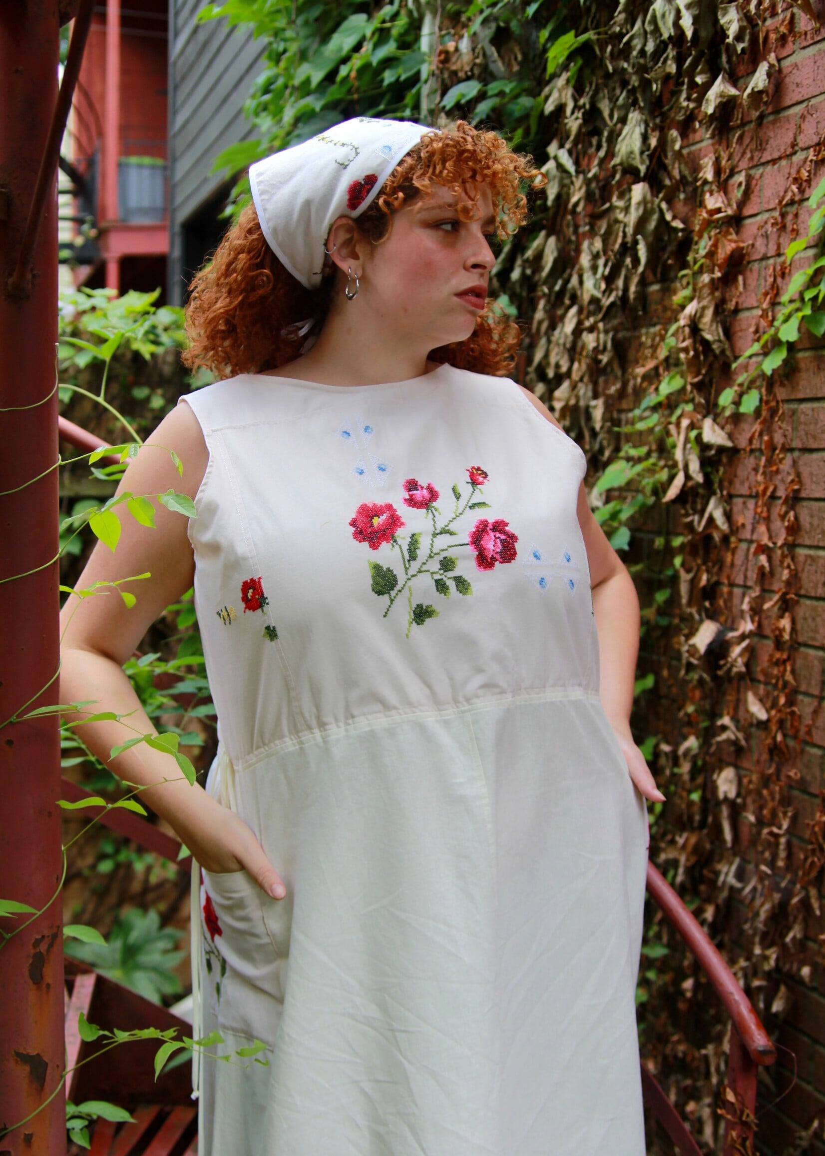 Studio Citizen Studio Citizen Upcycled Linen Dress - Roses  - XXL