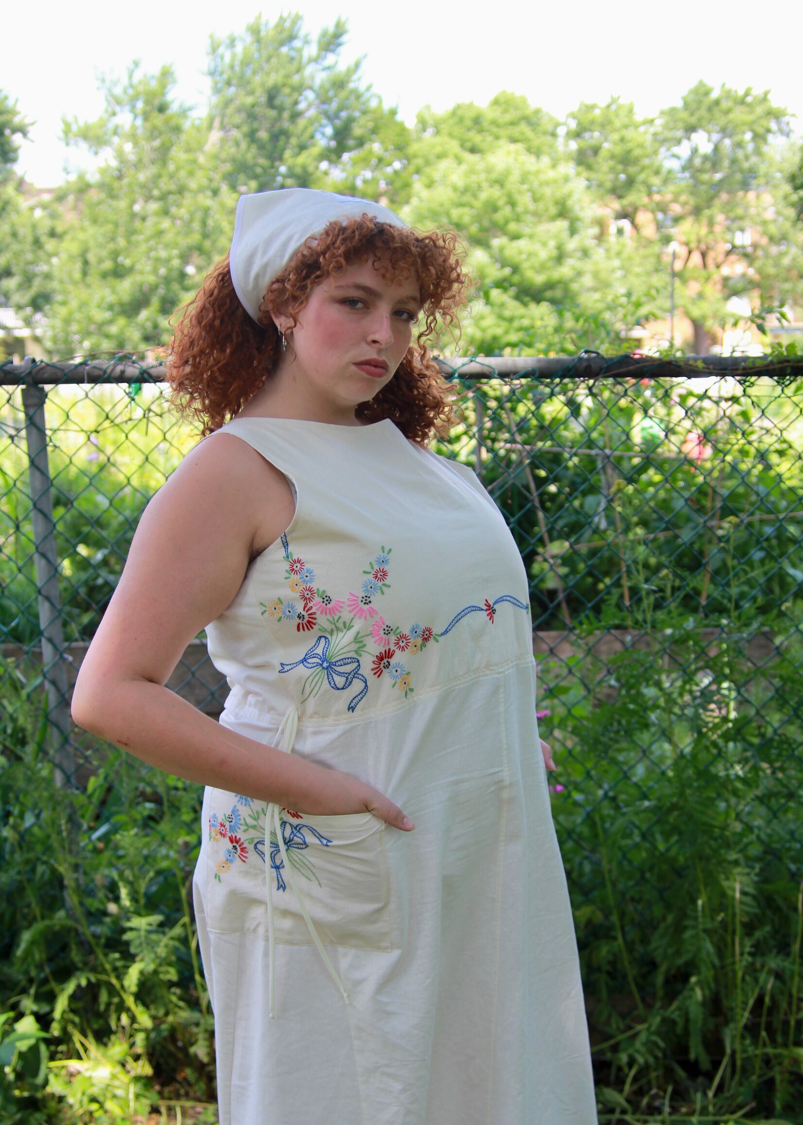 Studio Citizen Studio Citizen Upcycled Linen Dress - Bows  - XXL