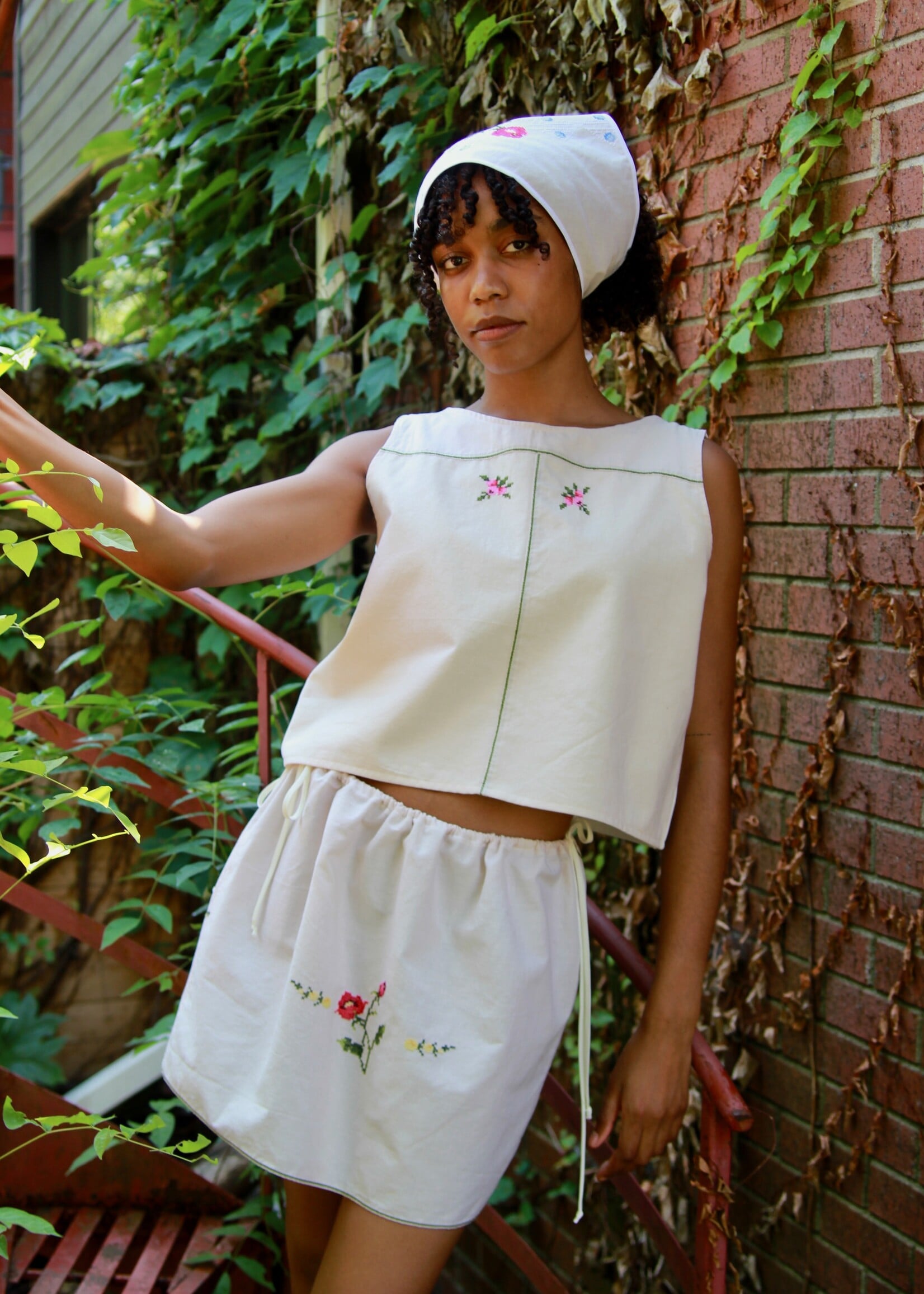 Studio Citizen Studio Citizen Upcycled Linen Skirt - Flowers - M