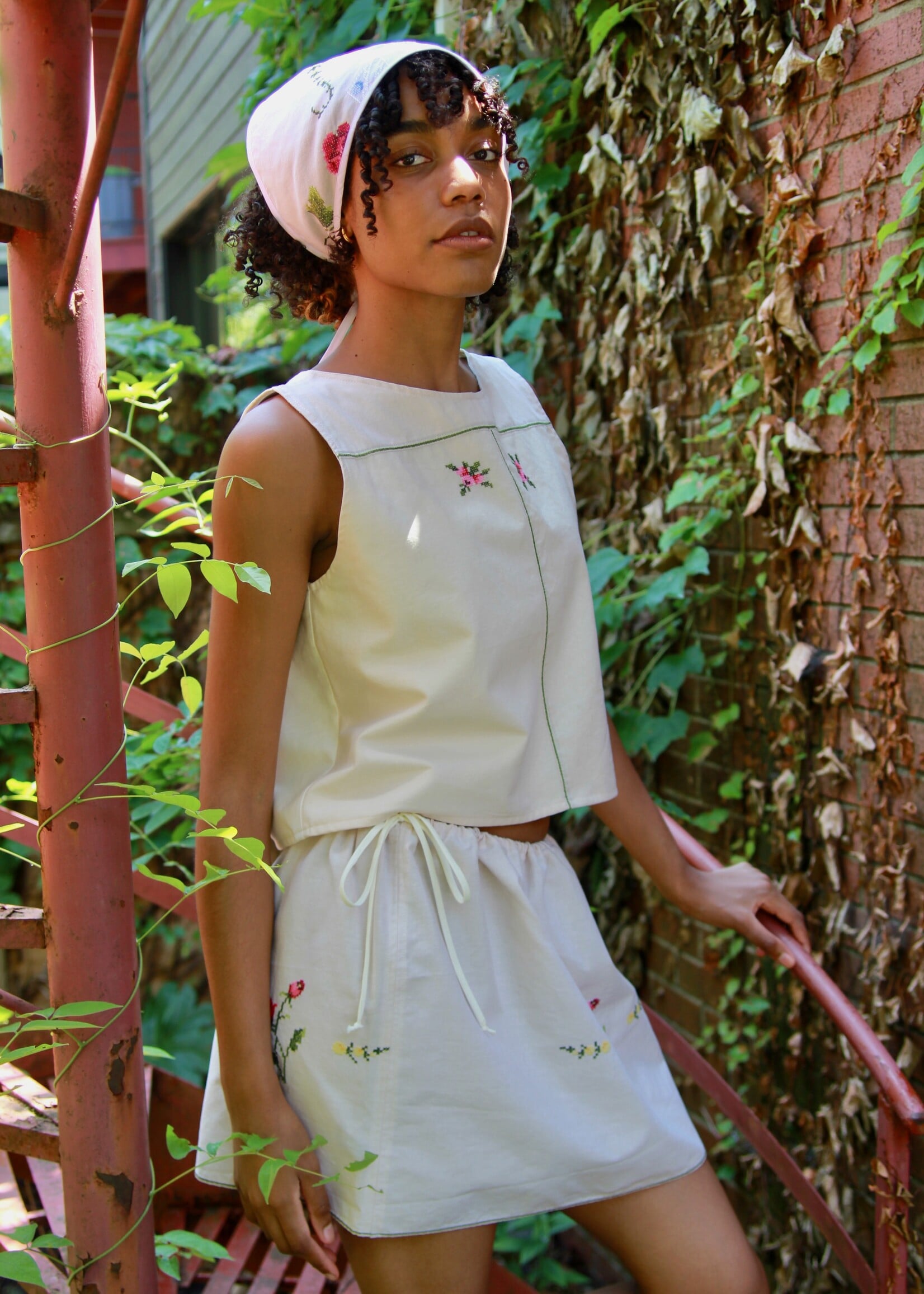 Studio Citizen Studio Citizen Upcycled Linen Skirt - Flowers - M