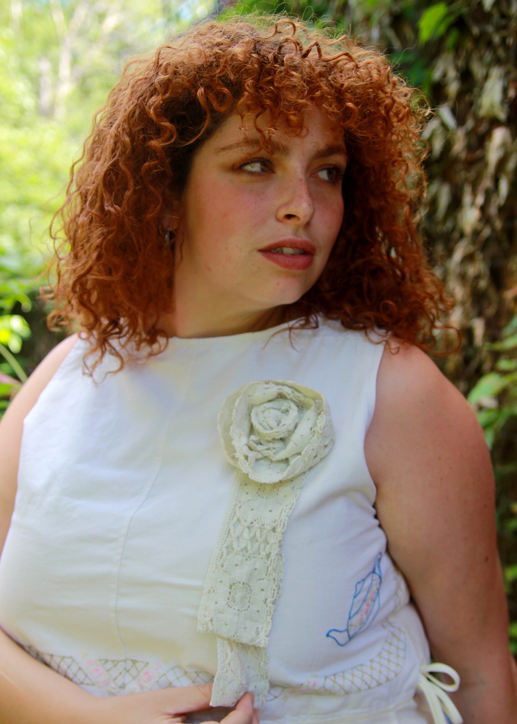 Studio Citizen Mole X Studio Citizen Upcycled Linen Rosette Pin - Lace