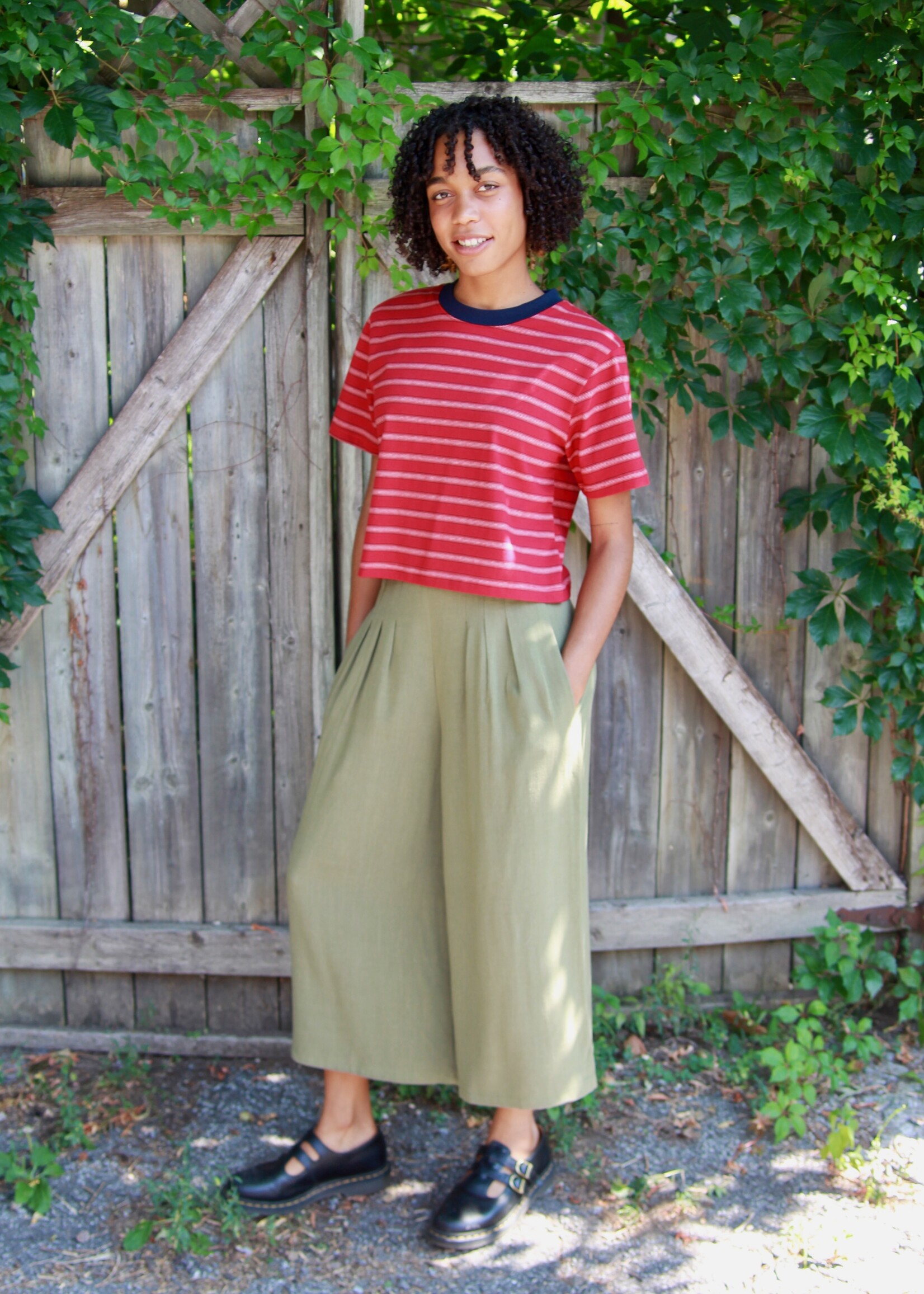 Studio Citizen Studio Citizen Perfect Tee in Red Stripe with Navy Rib