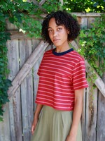 Studio Citizen Perfect Tee in Red Stripe with Navy Rib