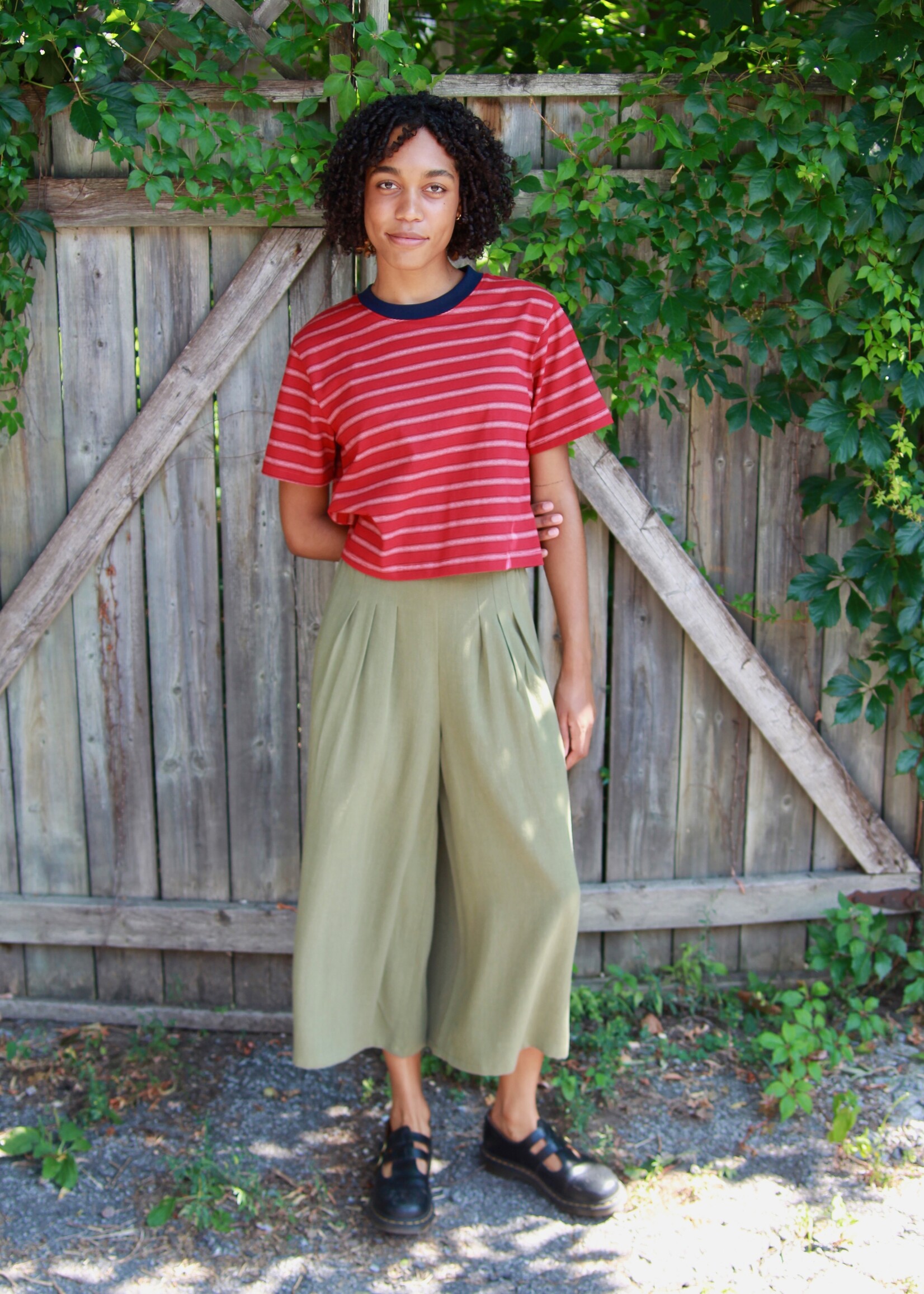 Studio Citizen Studio Citizen Perfect Tee in Red Stripe with Navy Rib