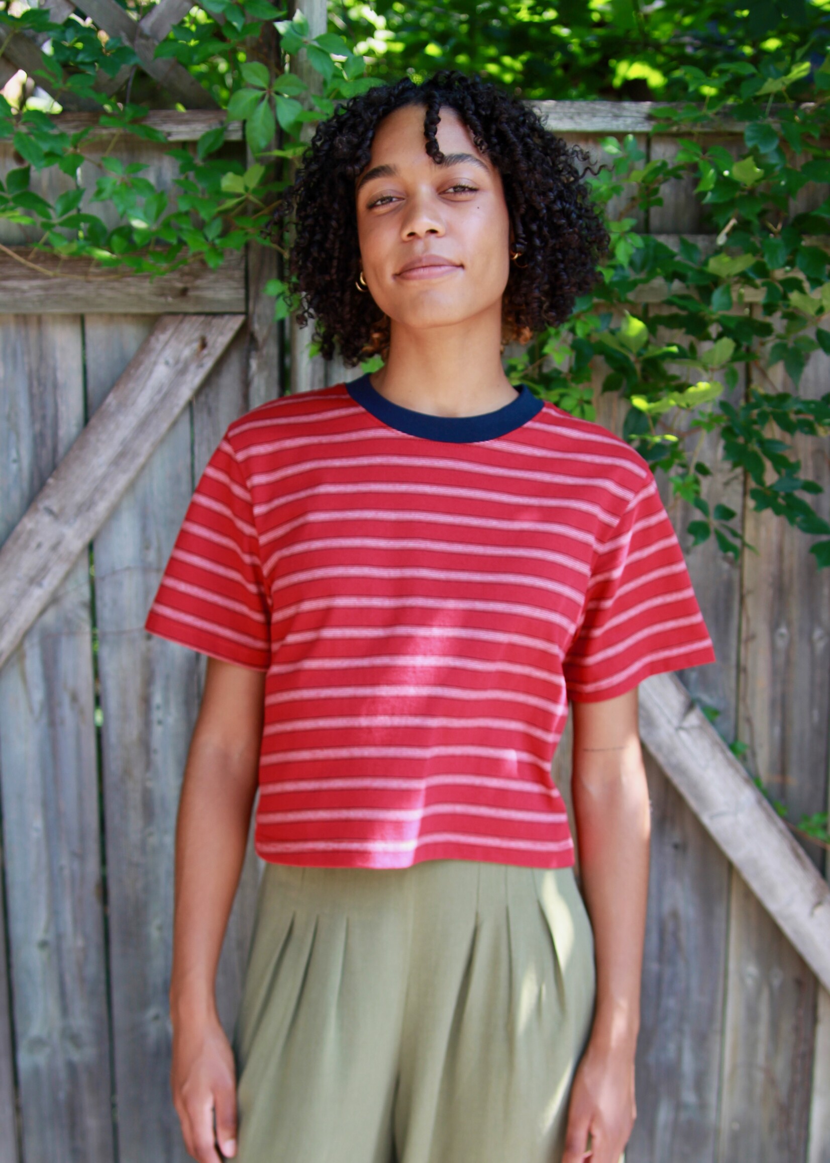 Studio Citizen Studio Citizen Perfect Tee in Red Stripe with Navy Rib