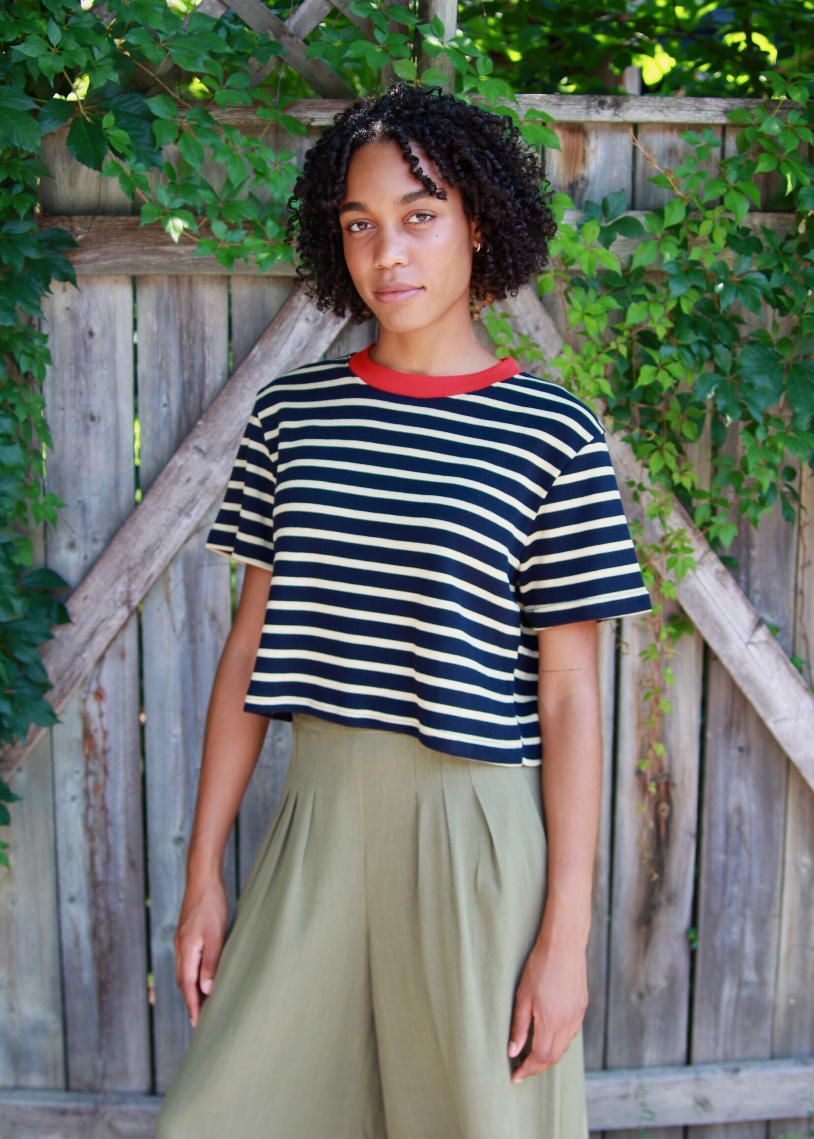 Studio Citizen Studio Citizen Perfect Tee in Navy Stripe Knit