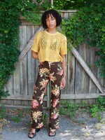 Studio Citizen Straight Cut Pant in Brown Floral Jacquard