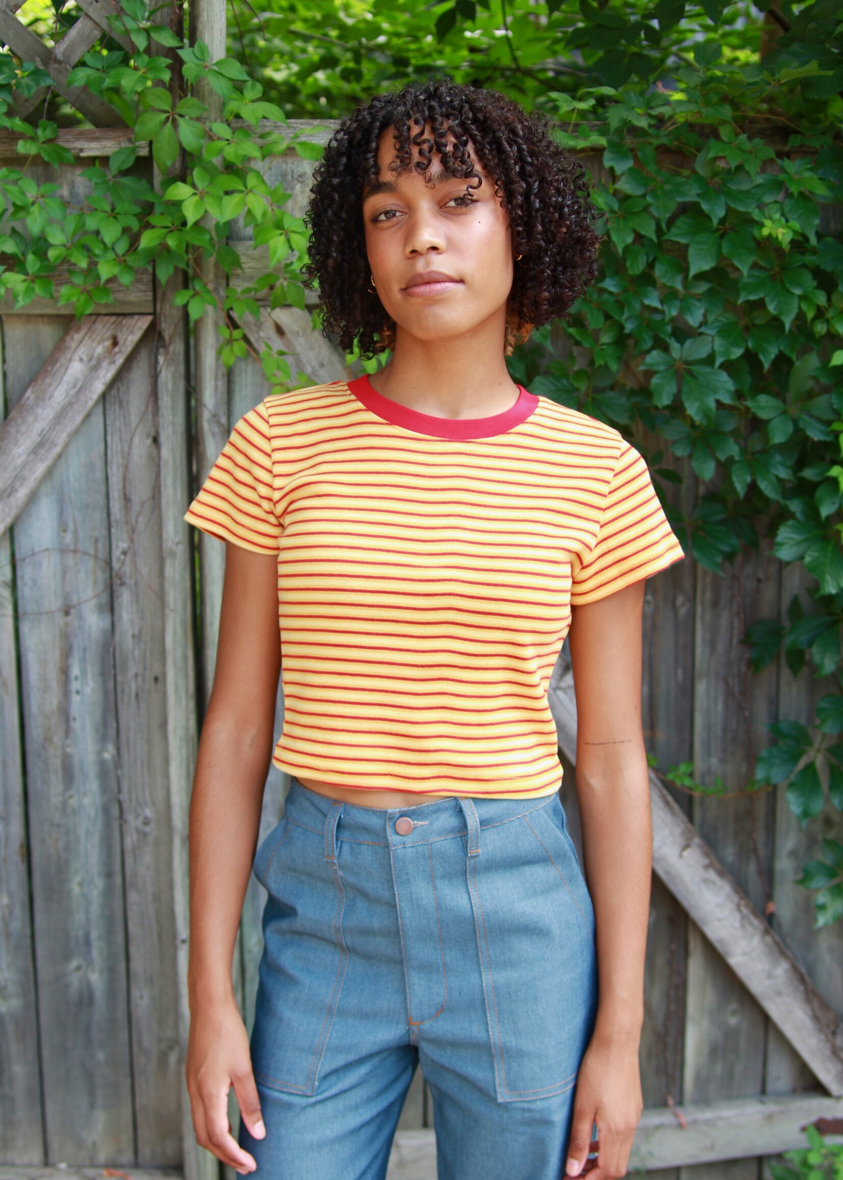 Studio Citizen Studio Citizen Baby Tee in Red and Yellow Stripe