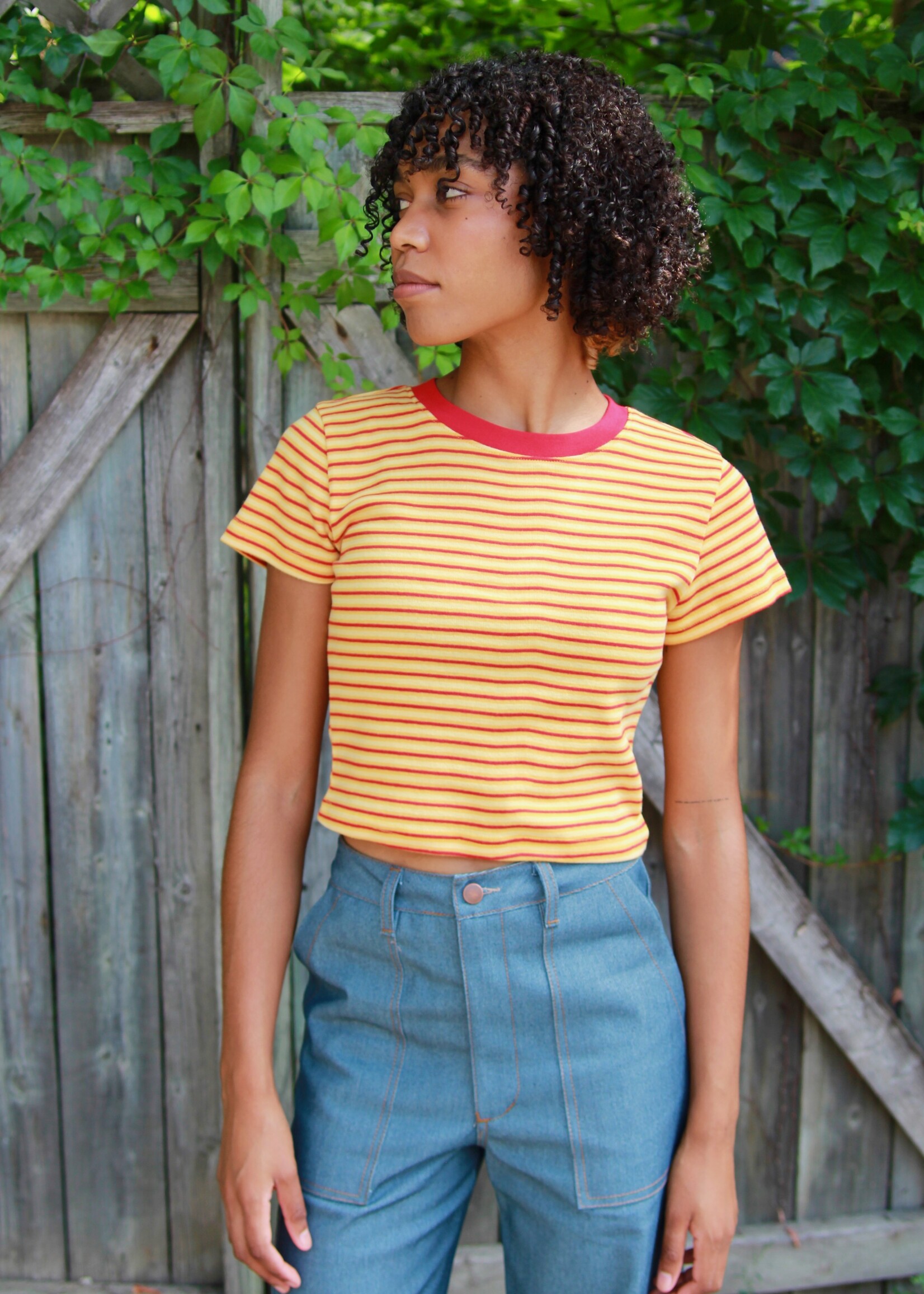 Studio Citizen Studio Citizen Baby Tee in Red and Yellow Stripe