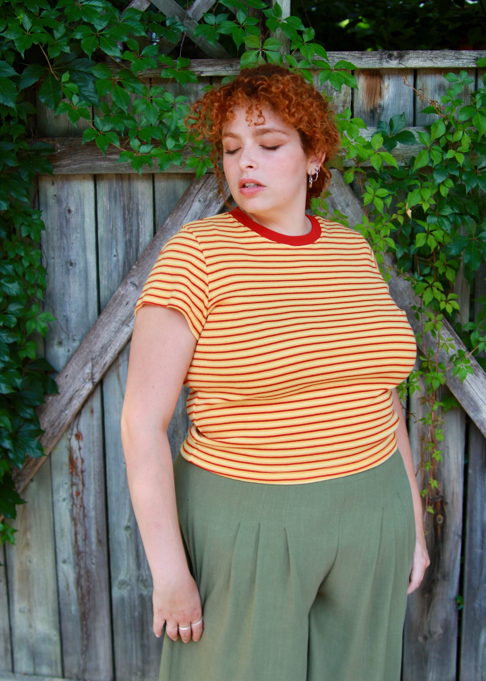 Studio Citizen Studio Citizen Baby Tee in Red and Yellow Stripe