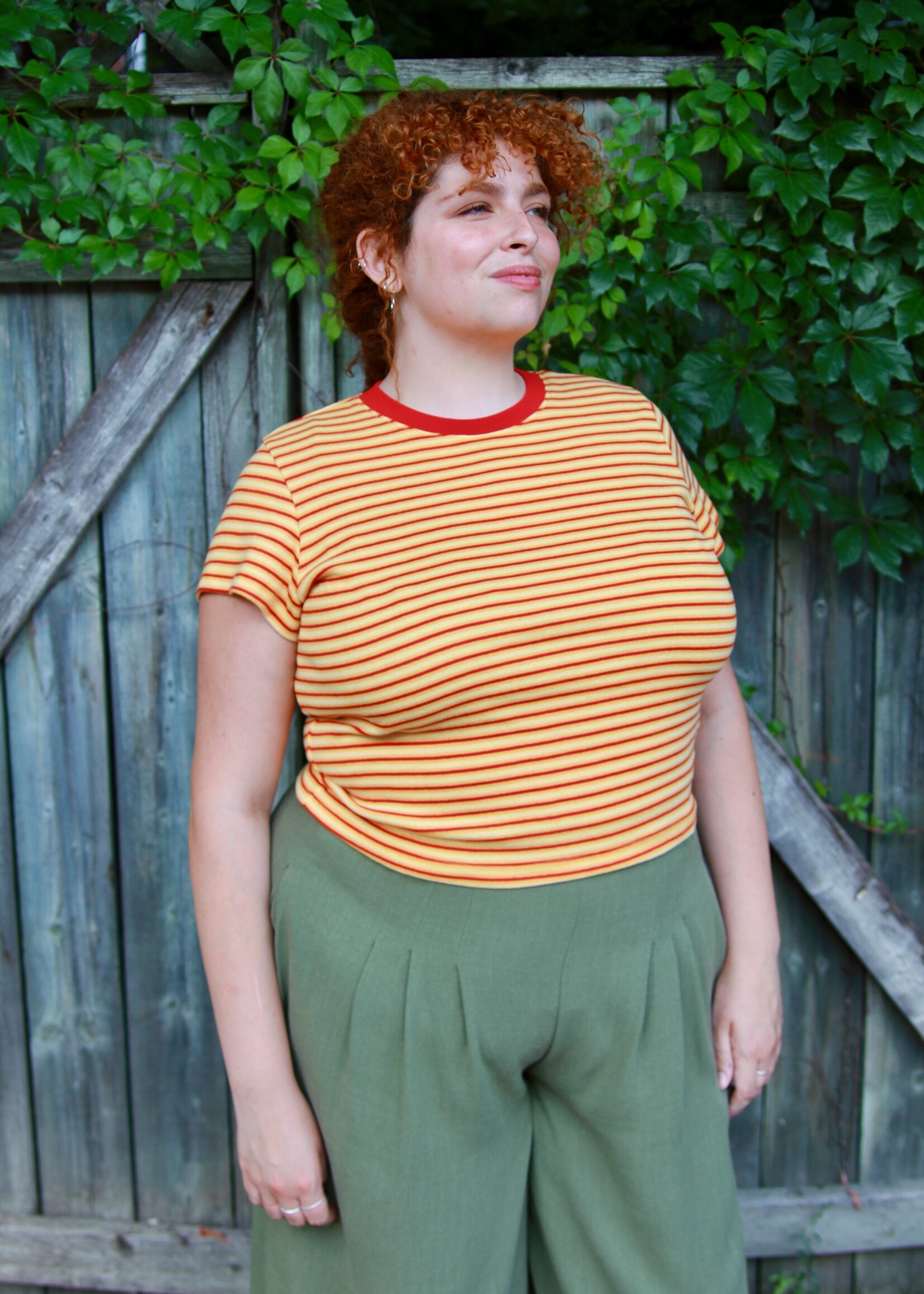 Studio Citizen Studio Citizen Baby Tee in Red and Yellow Stripe