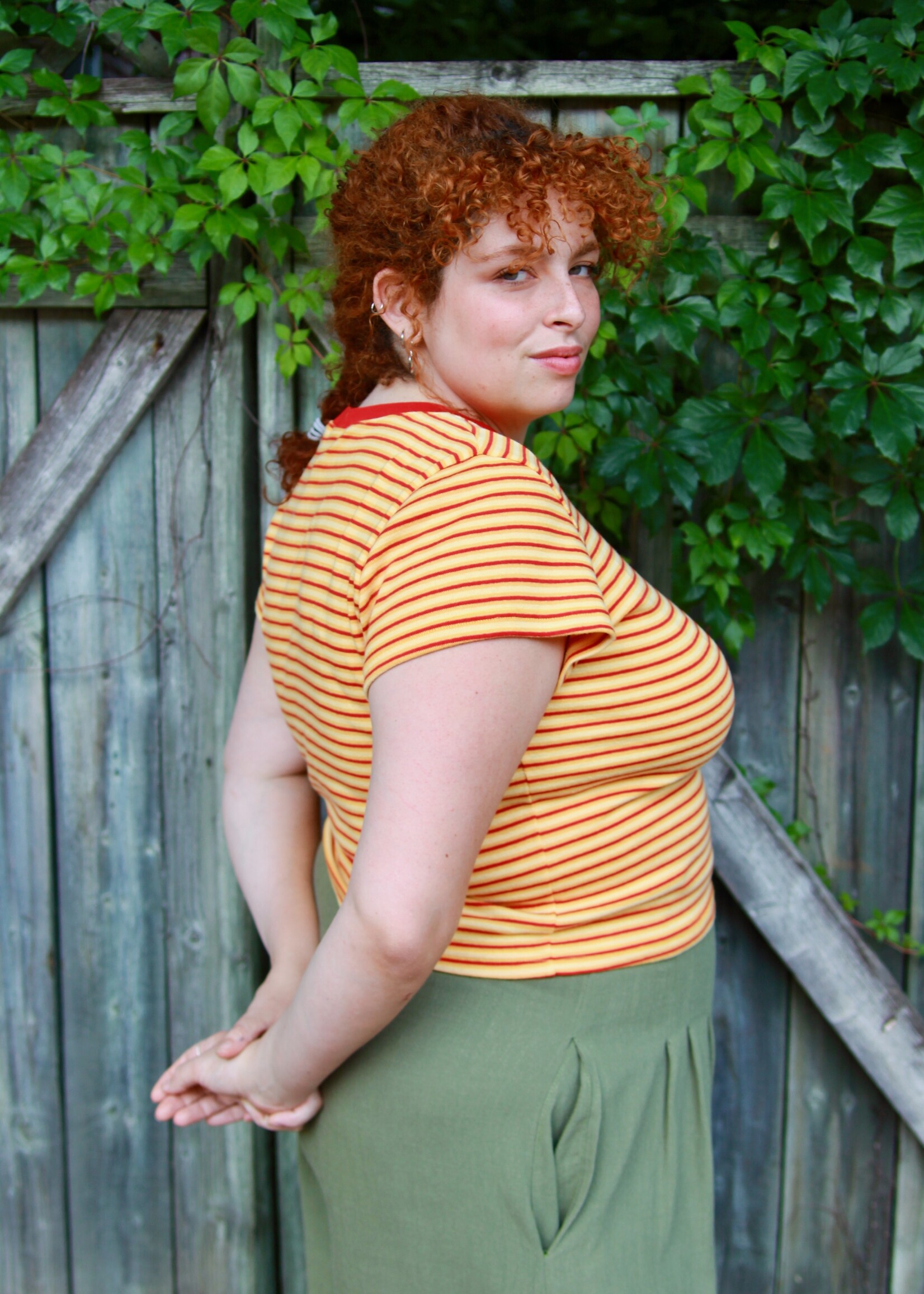 Studio Citizen Studio Citizen Baby Tee in Red and Yellow Stripe