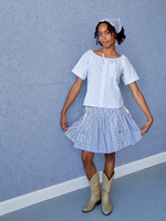 Studio Citizen Upcycyled Back to School Skirt - Blue + Beige Plaid - S
