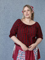 Studio Citizen Upcycyled Back to School Top -Red Plaid - XL