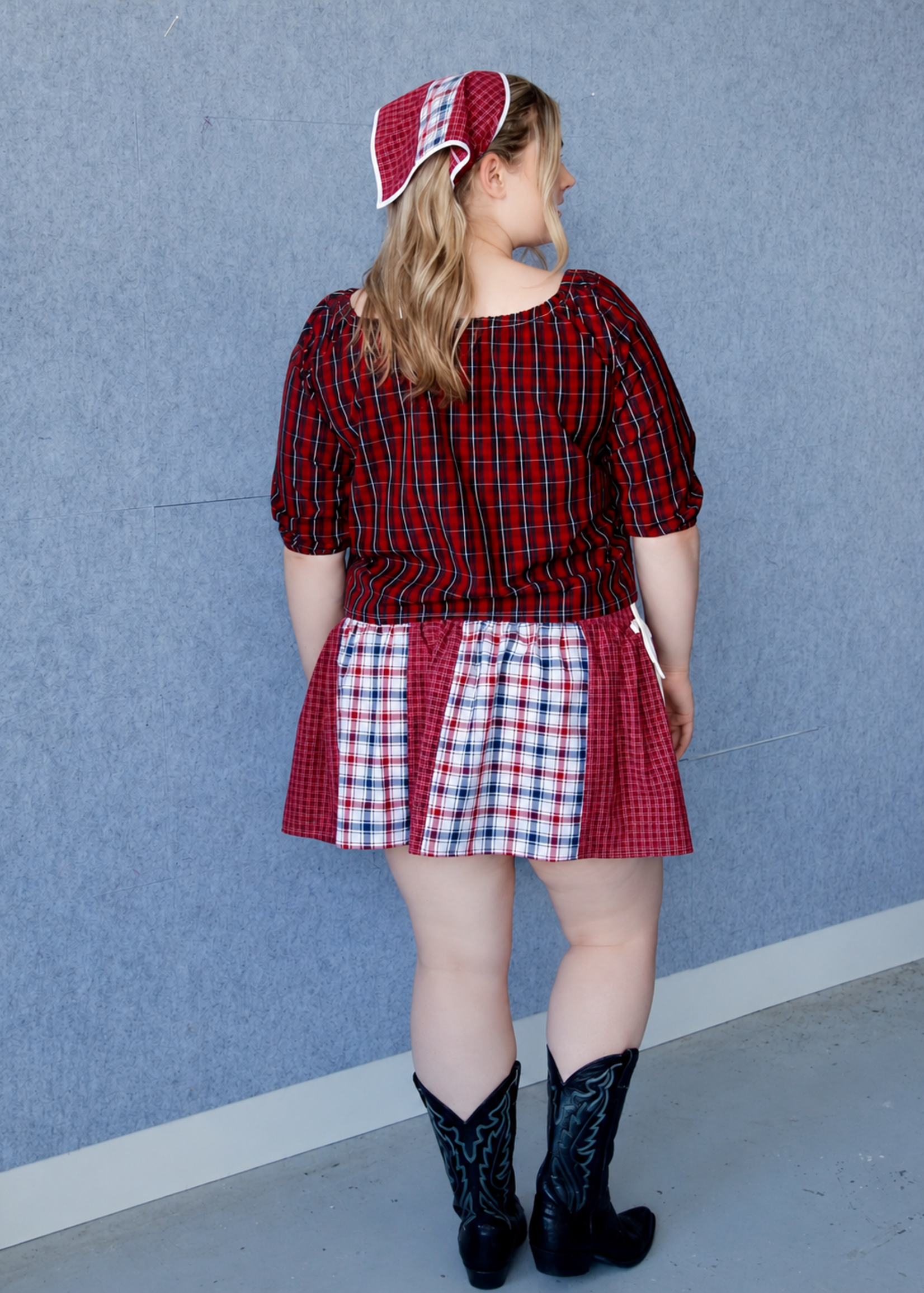 Studio Citizen Upcycyled Back to School Top -Red Plaid - XL