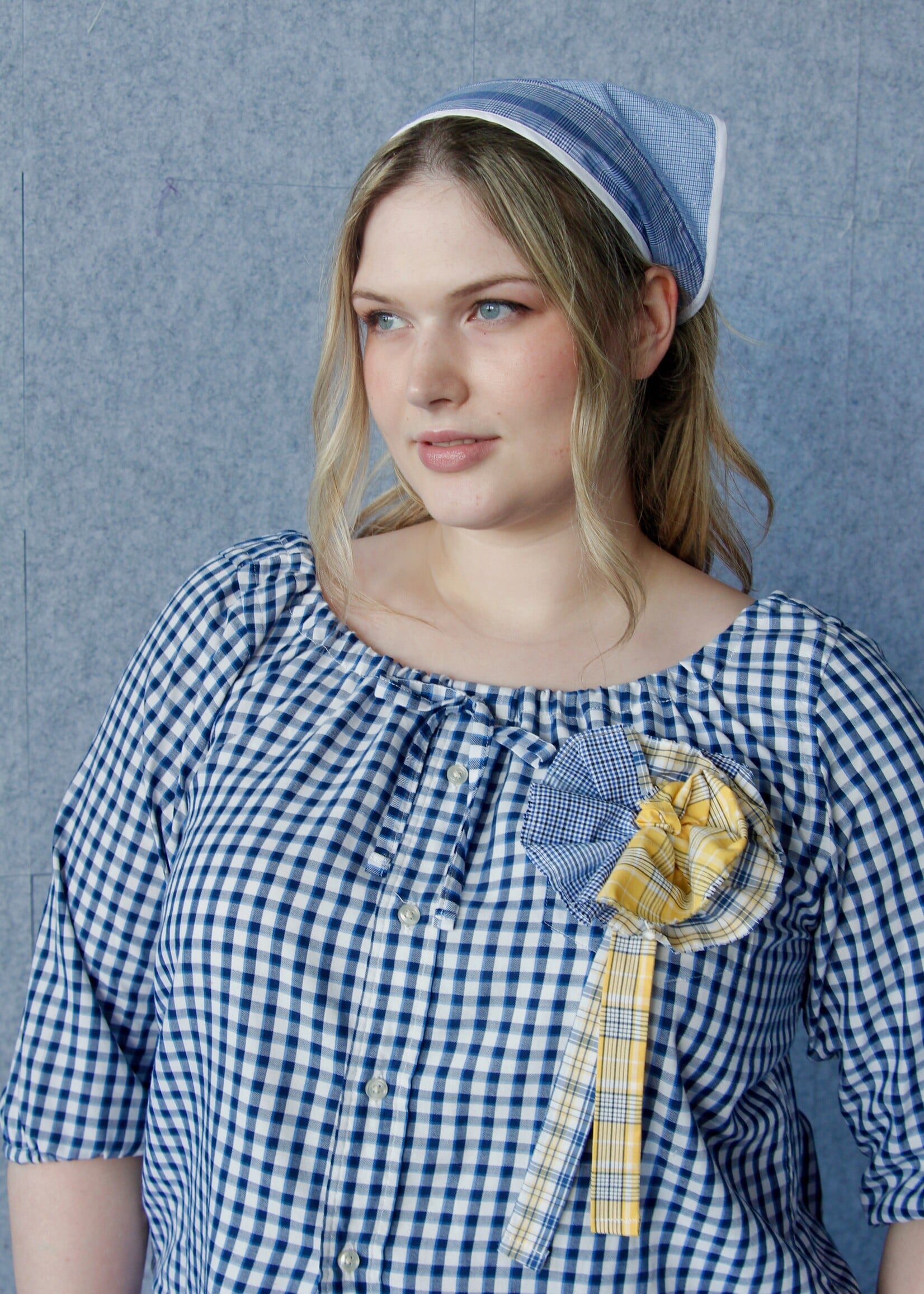 Studio Citizen Upcycyled Back to School Top -Blue Plaid XL