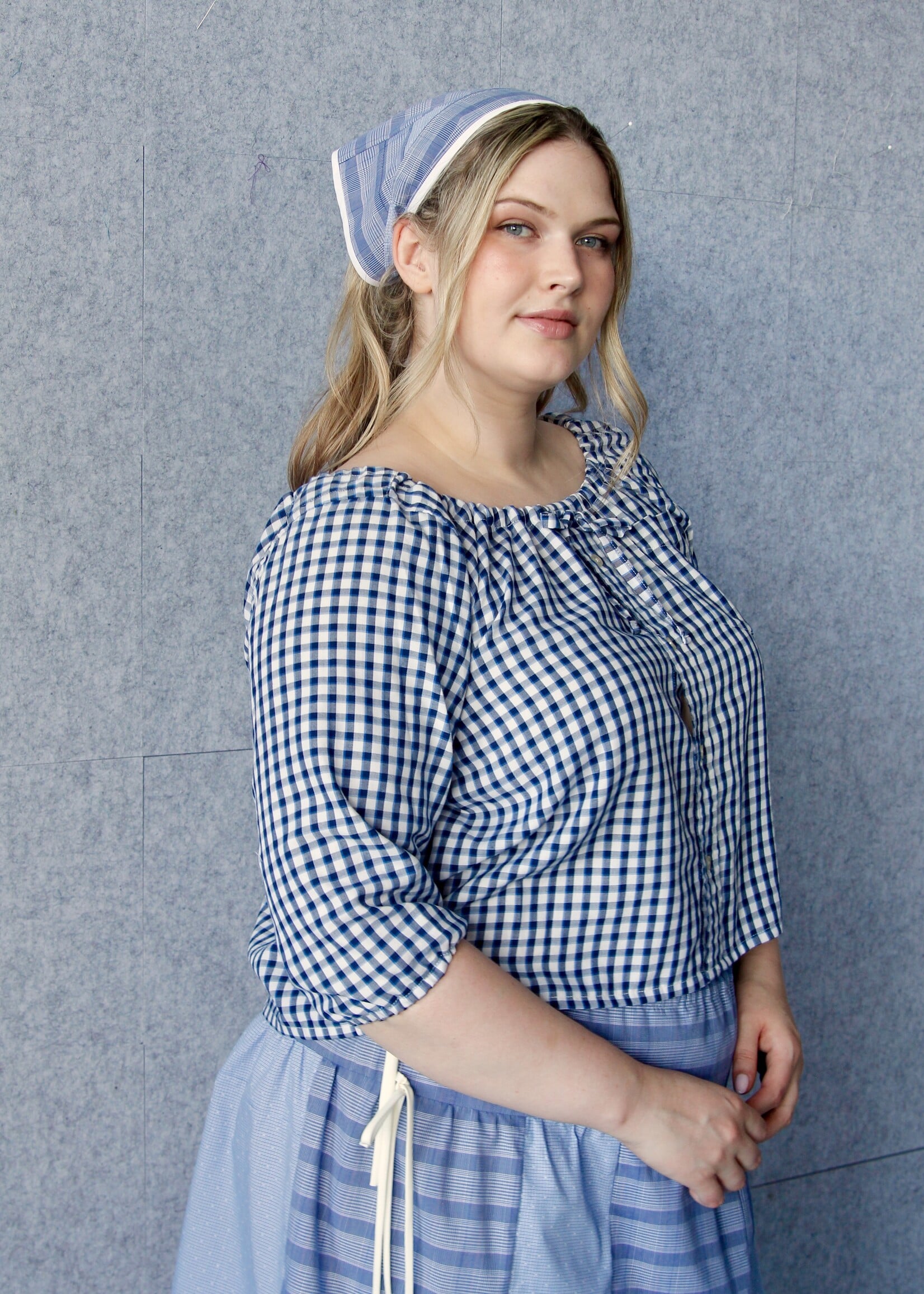 Studio Citizen Upcycyled Back to School Top -Blue Plaid XL