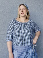 Studio Citizen Upcycyled Back to School Top -Blue Plaid XL