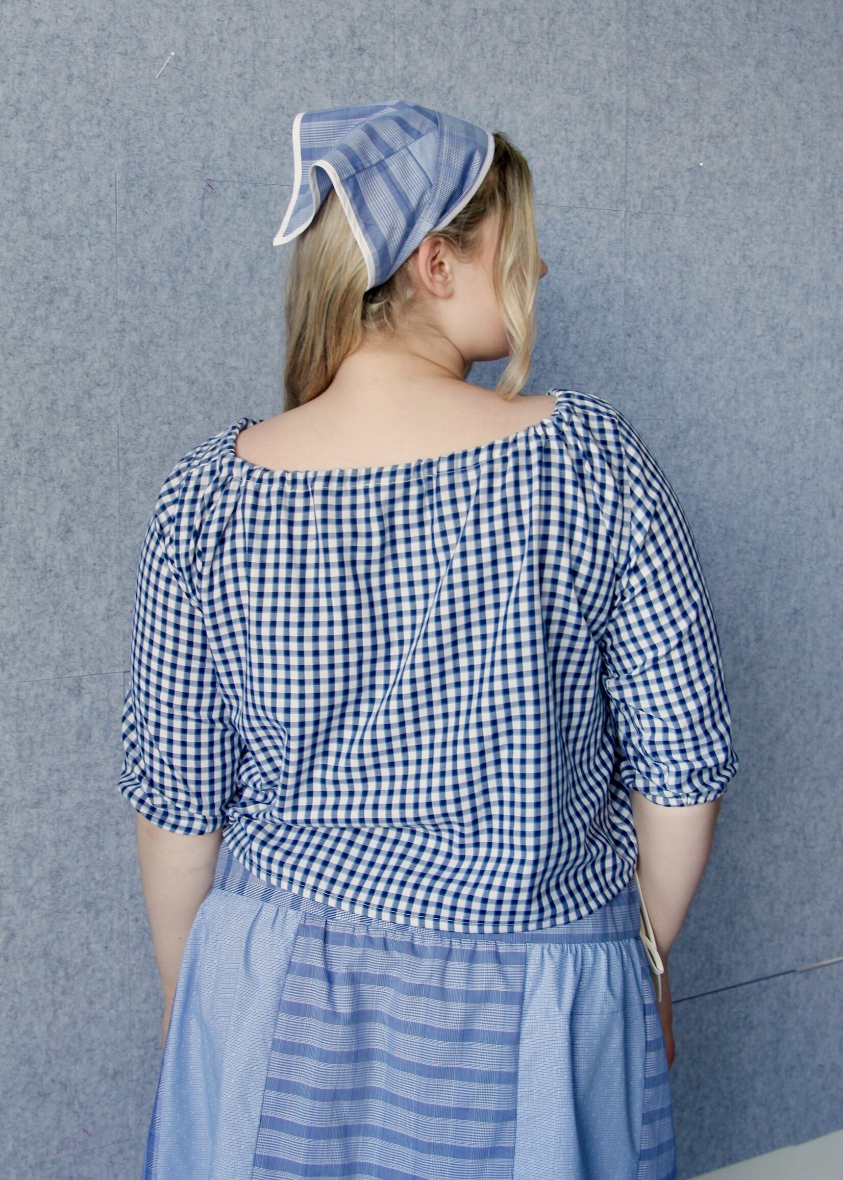 Studio Citizen Upcycyled Back to School Top -Blue Plaid XL