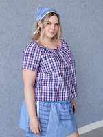 Studio Citizen Upcycyled Back to School Top -Pink + Blue Plaid XXL