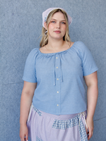 Studio Citizen Upcycyled Back to School Top - Blue Mini Check - L