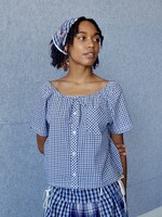 Studio Citizen Upcycyled Back to School Top - Blue + Black Plaid - M