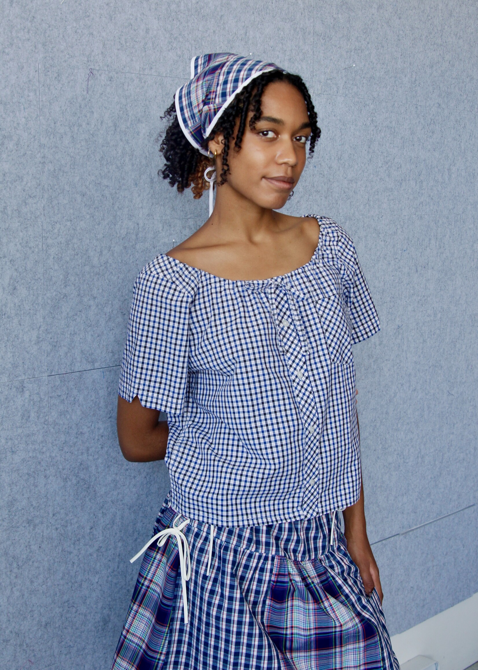 Studio Citizen Upcycyled Back to School Bandana - Navy Plaid