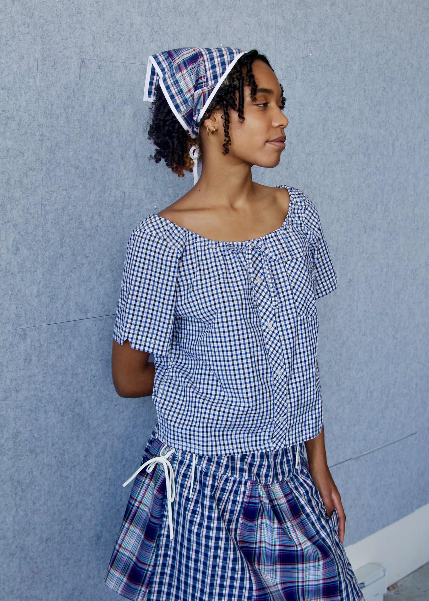 Studio Citizen Upcycyled Back to School Bandana - Navy Plaid
