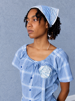Studio Citizen Upcycyled Back to School Rosette - Blue Stripe + Gingham