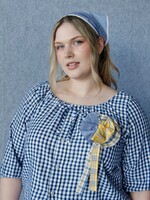 Studio Citizen Upcycyled Back to School Rosette - Blue + Yellow Plaid