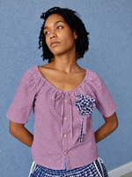 Studio Citizen Upcycyled Back to School Rosette - Plum and Mauve Plaid