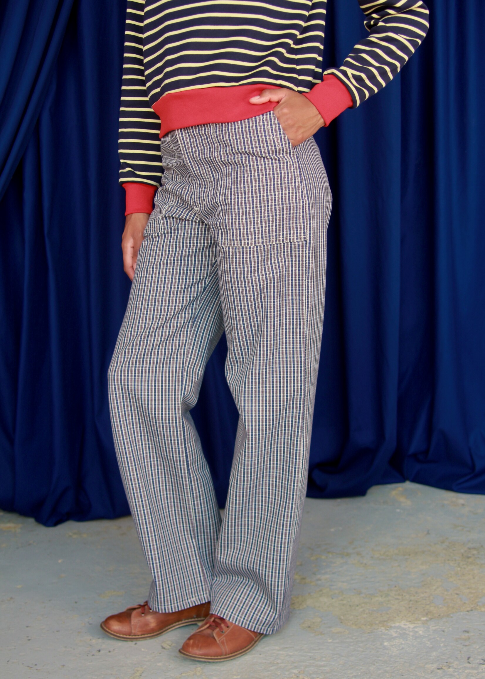 Studio Citizen Studio Citizen Carpenter Pants in Blue Plaid