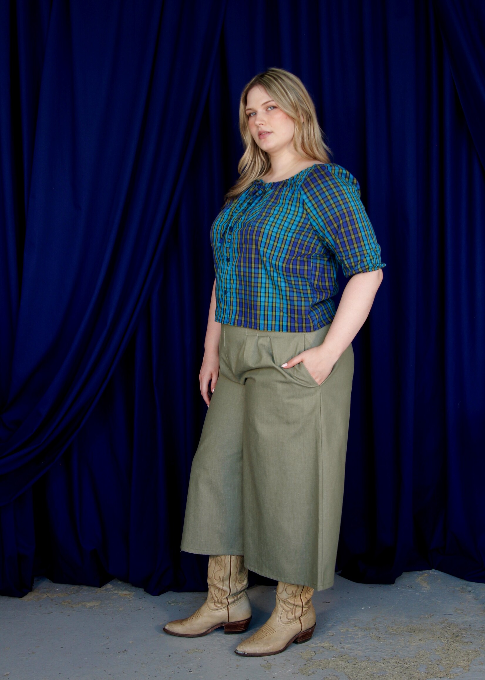 Studio Citizen Studio Citizen Palazzo Pants in Green Denim