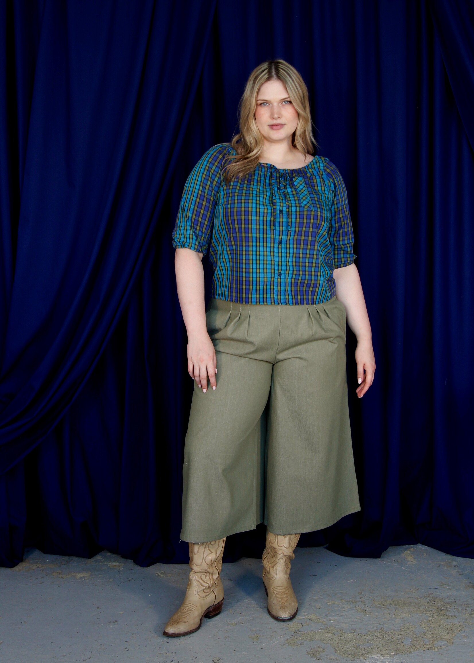 Studio Citizen Studio Citizen Palazzo Pants in Green Denim