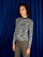 Studio Citizen Long Fitted Top in Black Wave Knit