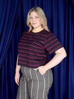 Studio Citizen Perfect Tee in Navy and Red Stripe with Yellow Rib