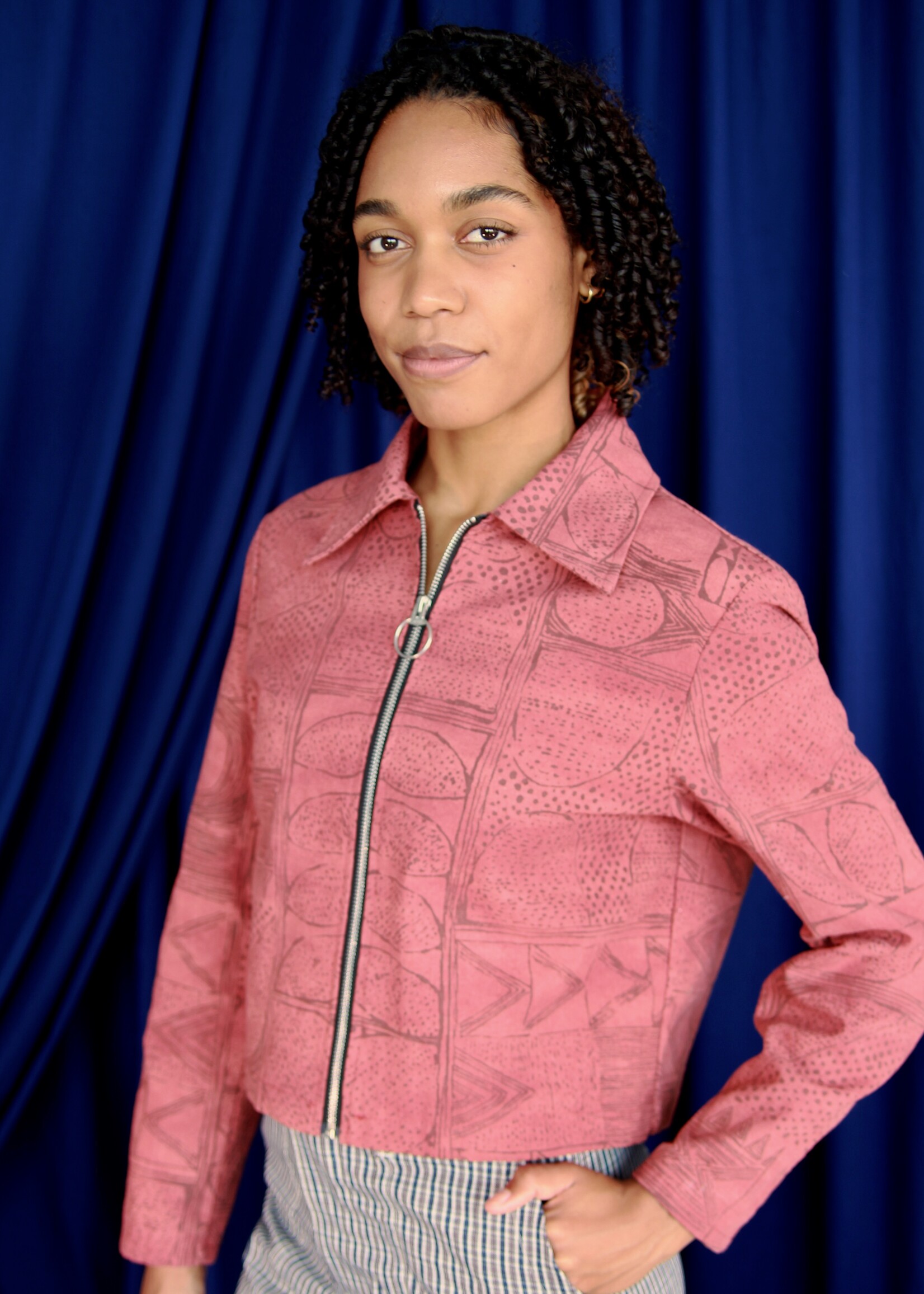 Studio Citizen Studio Citizen Zipper Jacket in Rust Block Print