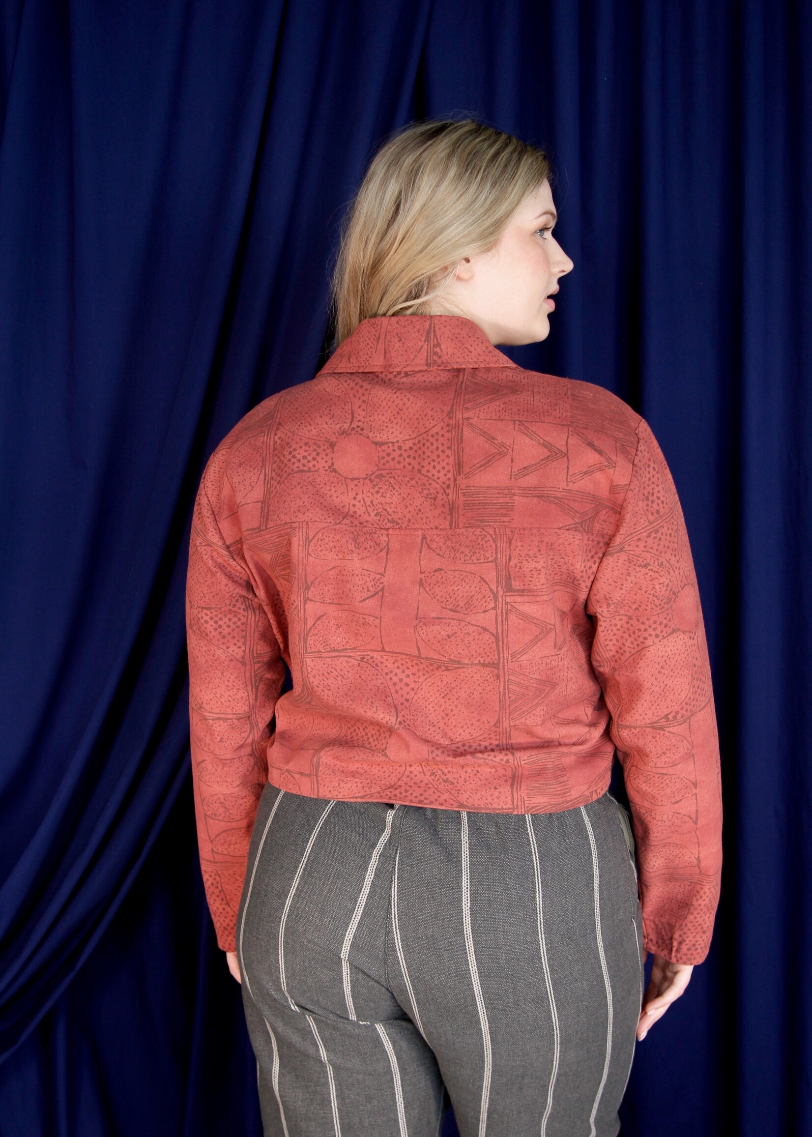 Studio Citizen Studio Citizen Zipper Jacket in Rust Block Print