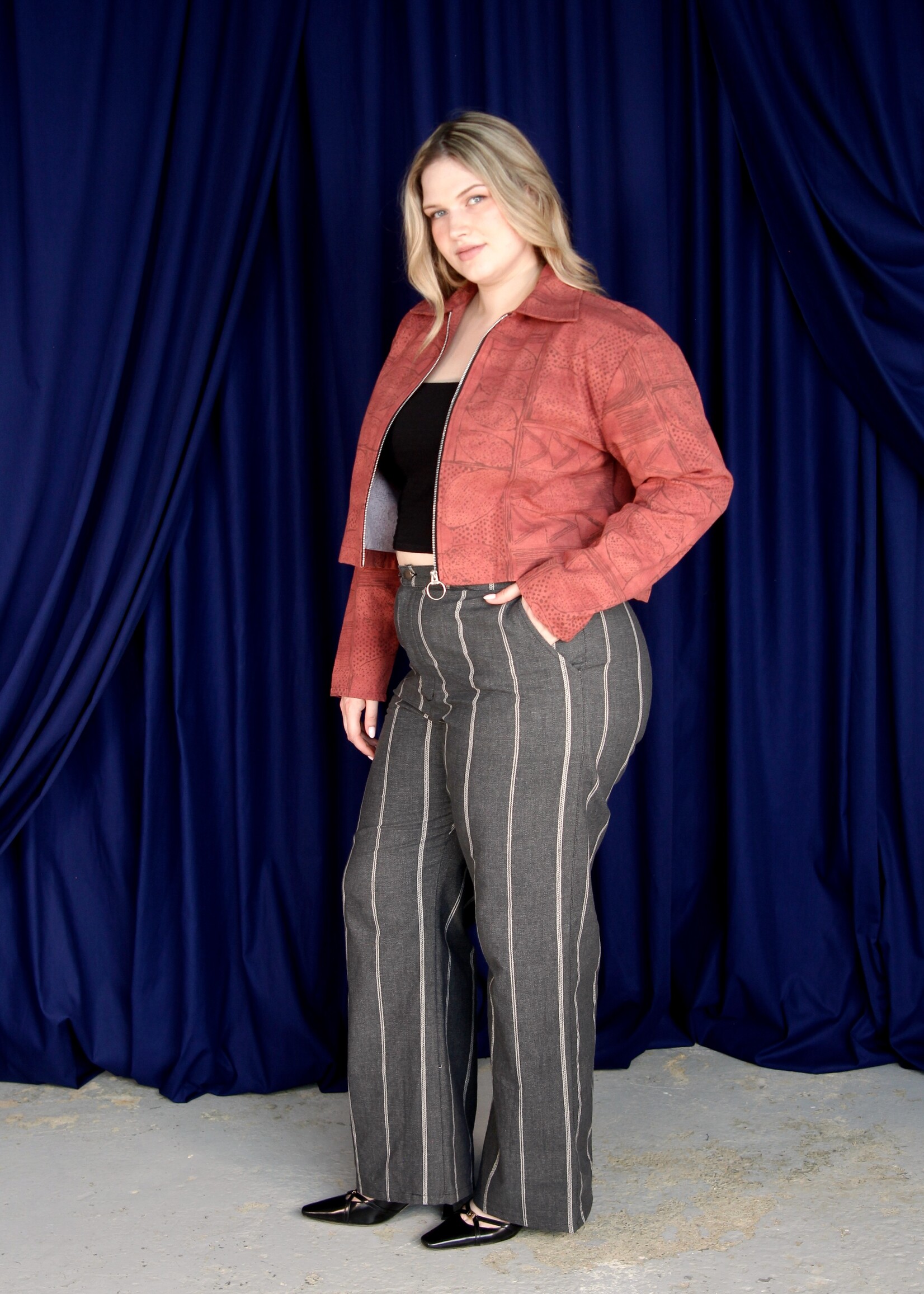 Studio Citizen Studio Citizen Zipper Jacket in Rust Block Print