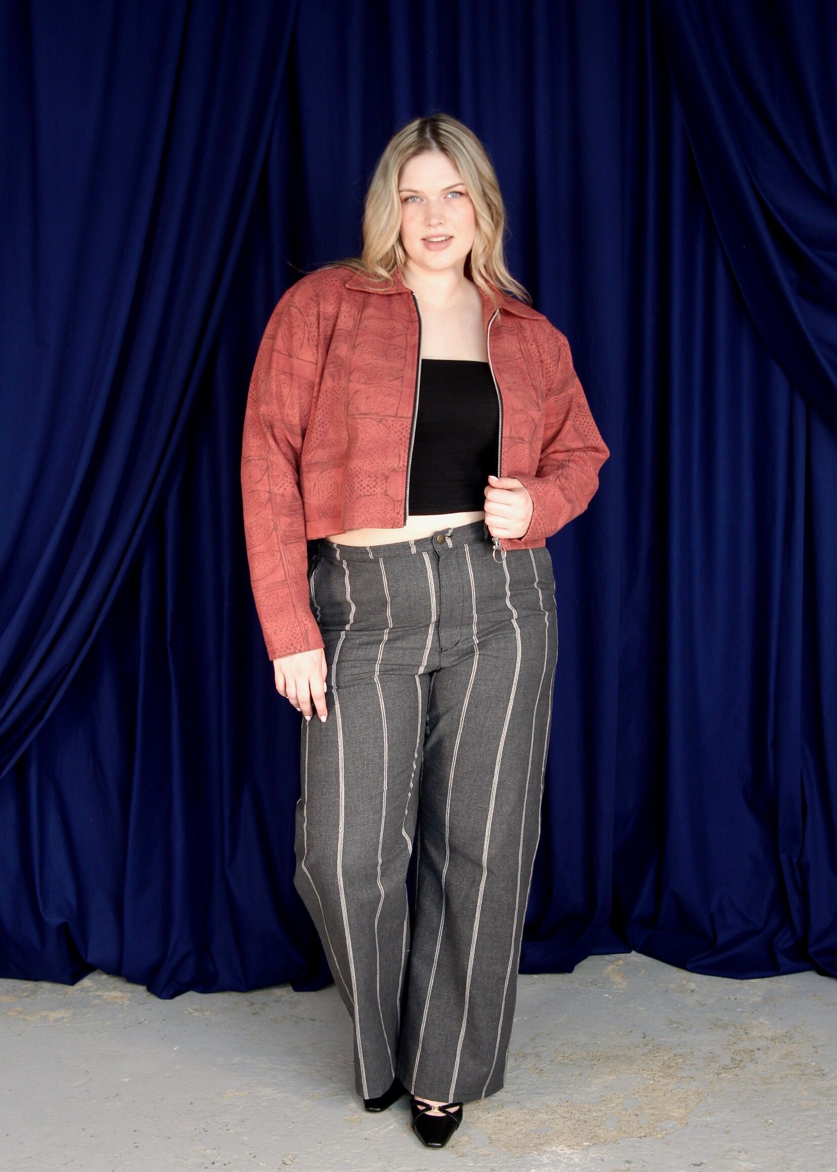 Studio Citizen Studio Citizen Zipper Jacket in Rust Block Print