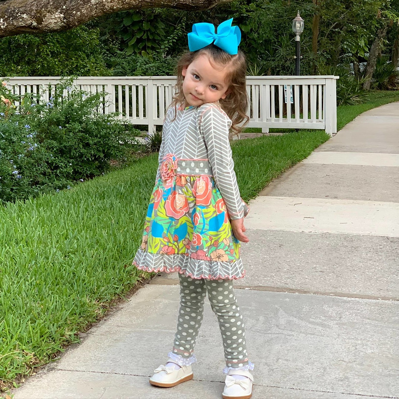 Girls Long Sleeve Spring Floral Dress 