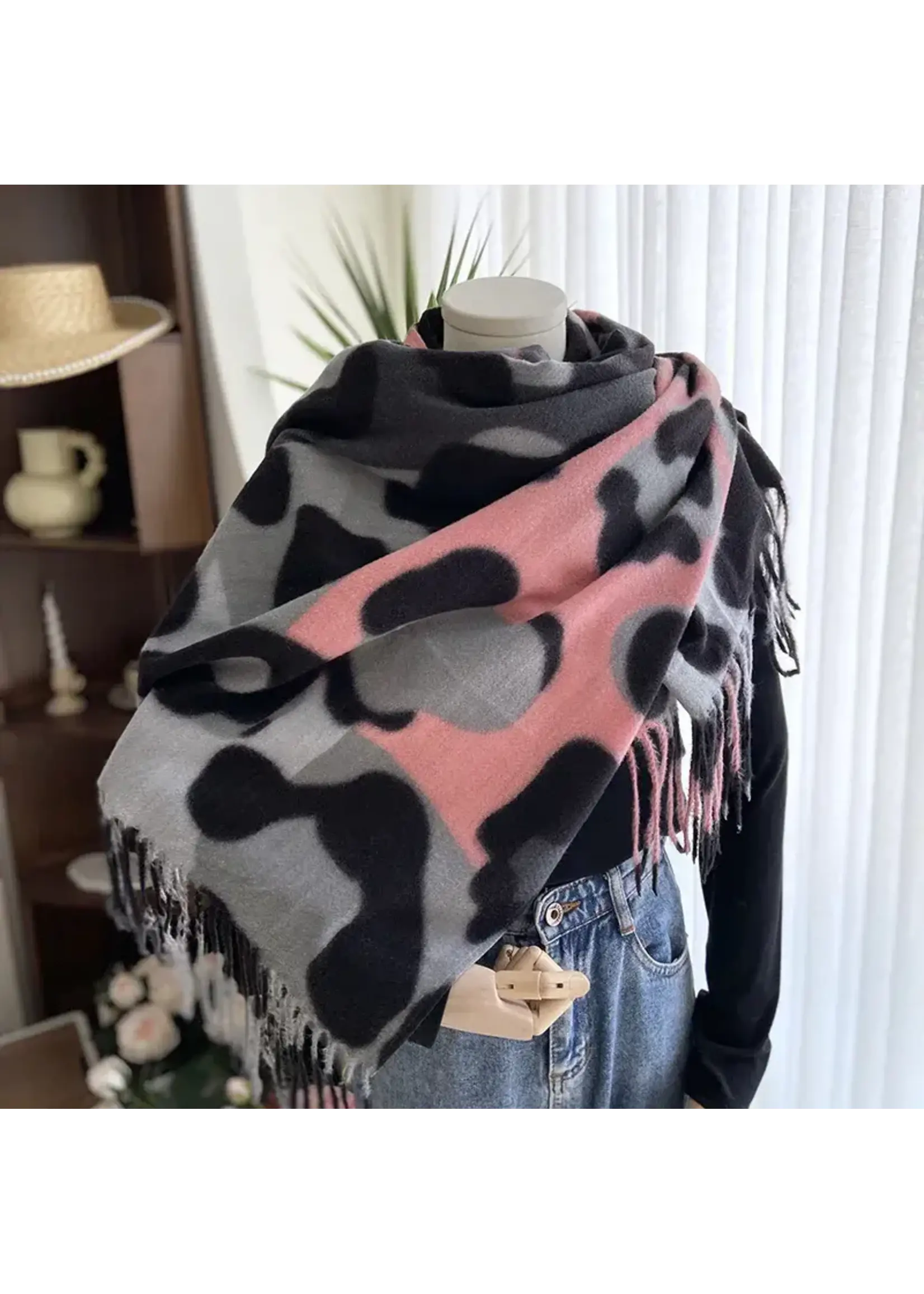 Women's Elegant Printing Imitation Cashmere Tassel Scarf