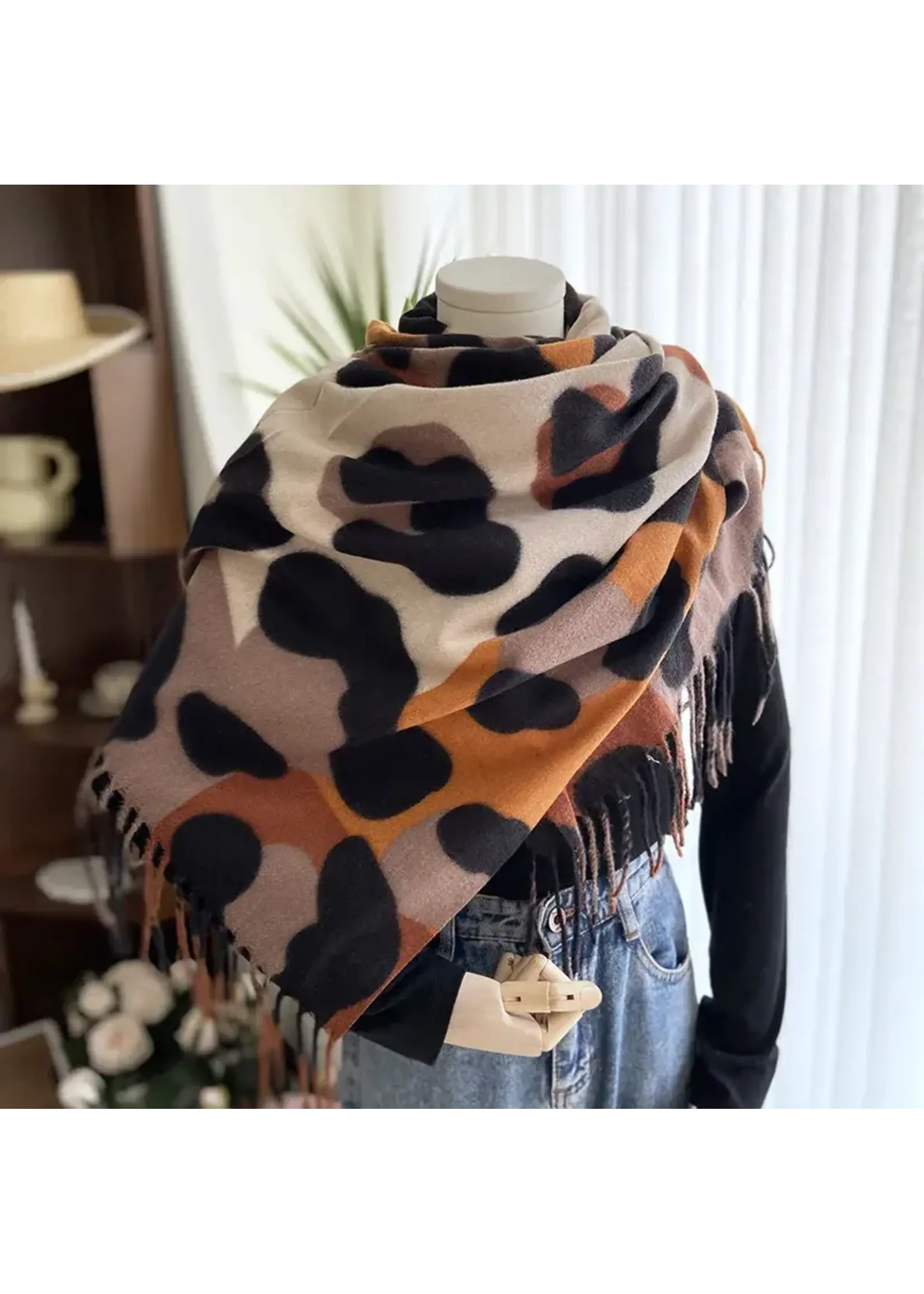 Women's Elegant Printing Imitation Cashmere Tassel Scarf