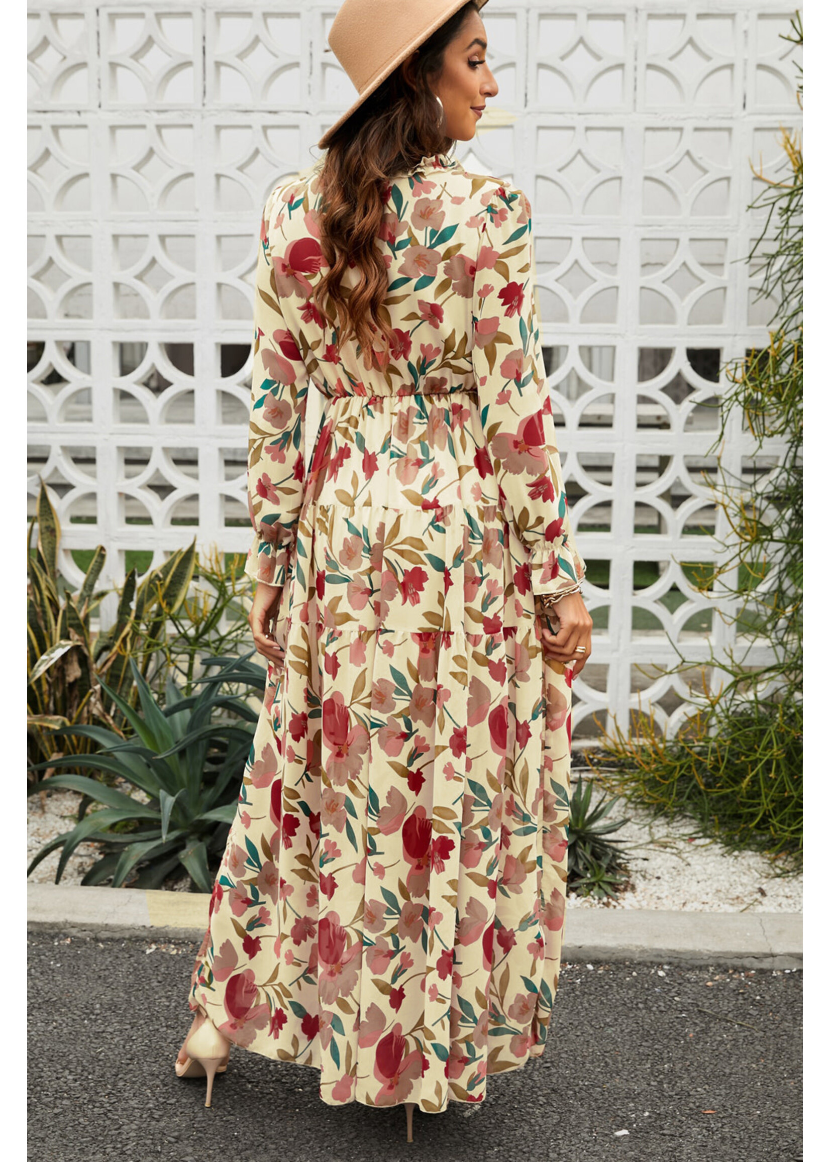 Wild Lotus Ruffle Tiered Maxi Dress