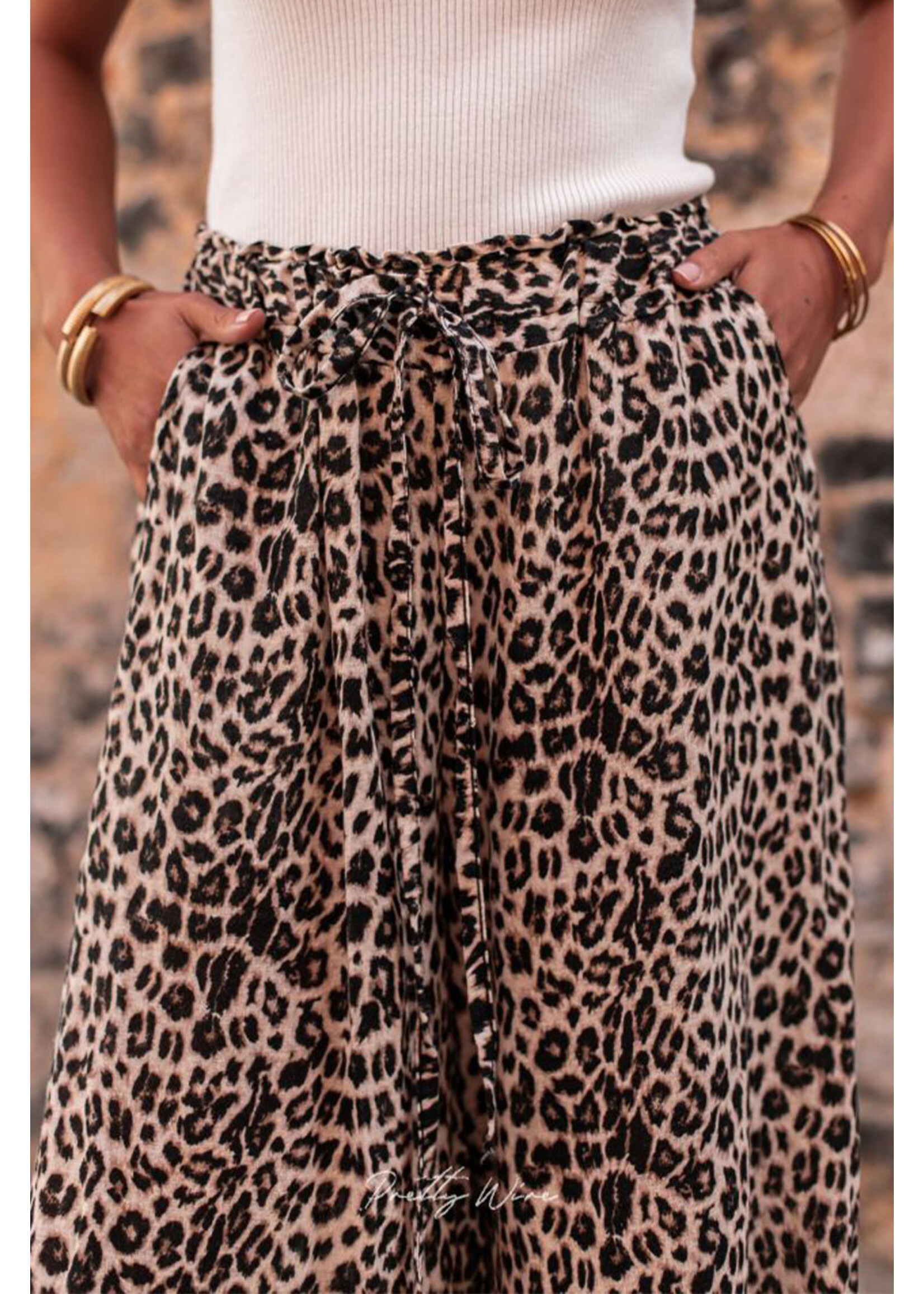 Desert Palm Boho Leopard Wide Leg Pants