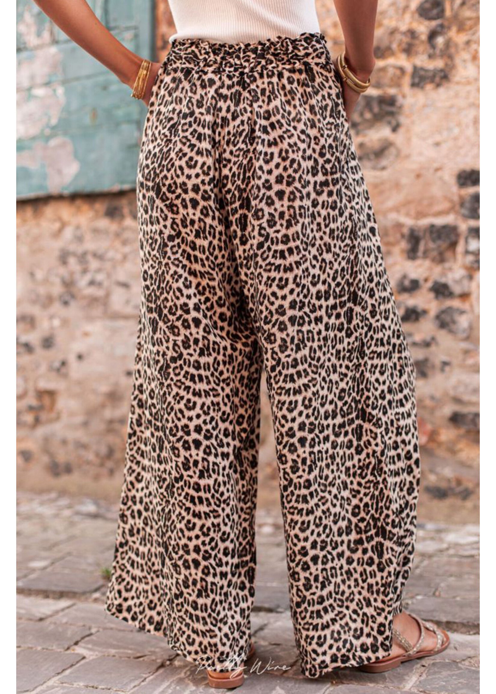 Desert Palm Boho Leopard Wide Leg Pants