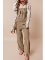 Gray Morn Solid Pocketed Loose Fit Corduroy Overall