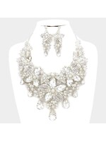 Crystal Pearl Flower Vine Evening Necklace